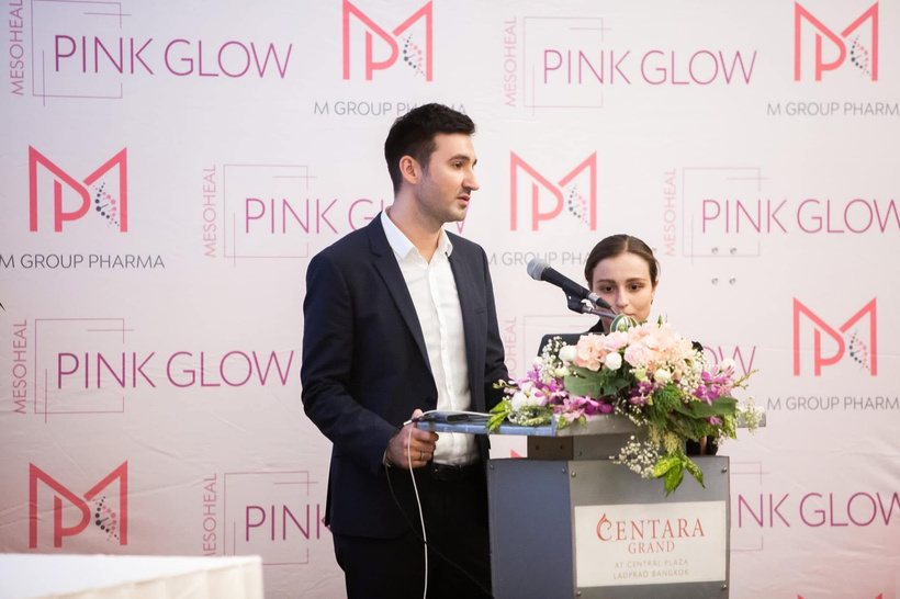 Dr. Stanislav Adzhiev speaking at the Pink Glow event